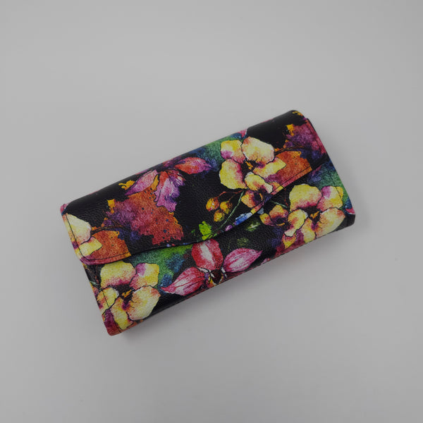 Necessary Clutch Wallet - Black Floral (Full Vinyl)