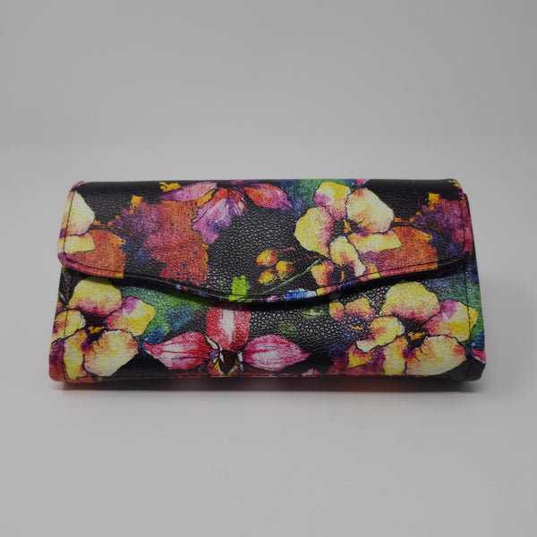 Necessary Clutch Wallet - Black Floral (Full Vinyl)