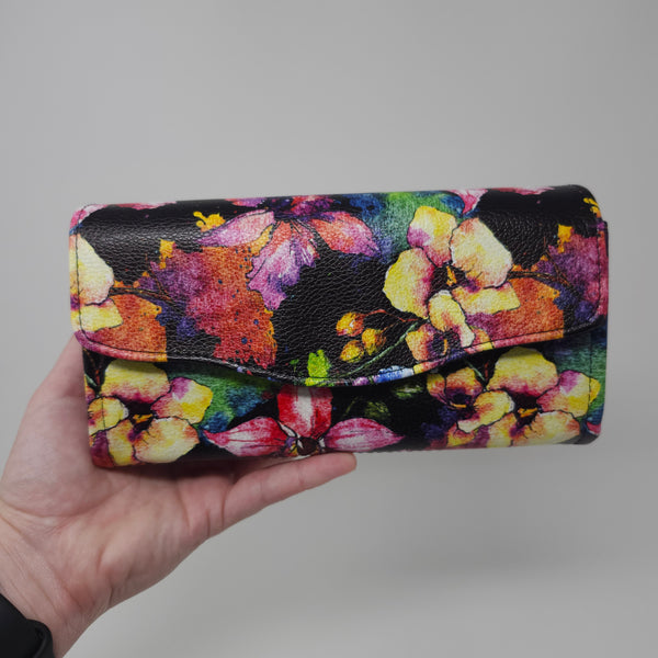 Necessary Clutch Wallet - Black Floral (Full Vinyl)